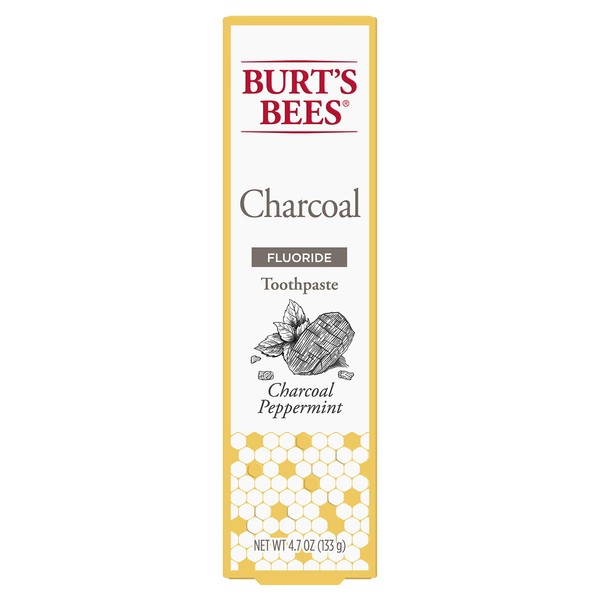 Burt’s Bees Toothpaste, Charcoal with Fluoride, Peppermint, 4.7 oz