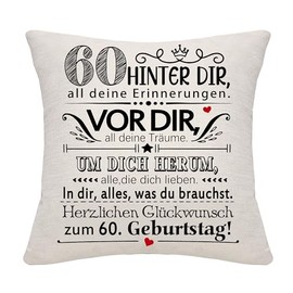 60 Years Old Women Men Birthday Gift Behind You All Your Memories Inspirational Gift 60th Birthday Gift Pillowcase for Wife Husband Mom Dad Friends Grandma Grandpa Auntie (60)
