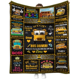 Bus Driver Appreciation Gifts, Bus Driver Gifts Blanket, Christmas Birthday Gifts For Bus Driver, School Bus Driver Gifts, Back To School Gifts Throw Blanket (Bus Driver Gifts Blanket, 60" x 50")