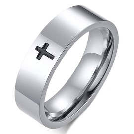 ZENSE - Latin Cross Ring for Men in Silver Steel ZR0167, Non-precious metal