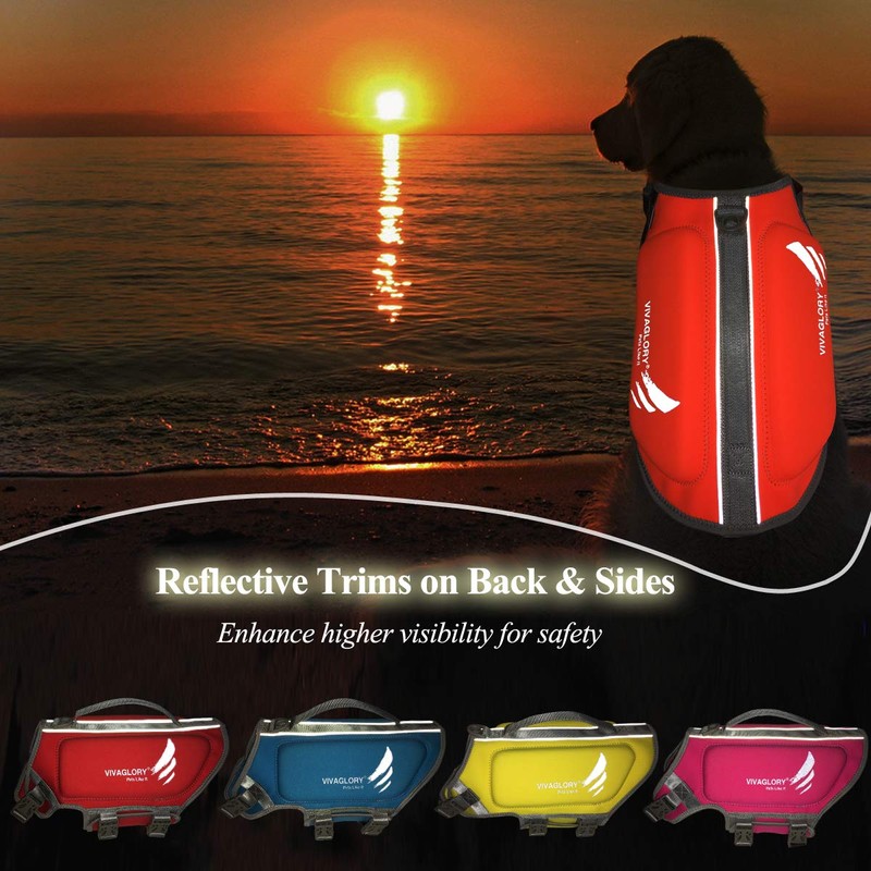 VIVAGLORY High Buoyancy Dog Life Vest, Swimming Vest with Handle,