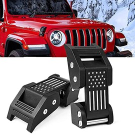 STANVEE Aluminum Hood Latches, Hood Catch Kit Compatible with Jeep Wrangler JK JKU 2007-2018 & Jeep Wrangler JL JLU Gladiator JT 2007-2021, No Drilling Required (Style-A)