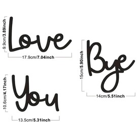 Love You Bye Sign, Love You Bye Above Door Sign, Modern Black Letter Mark, Wooden Entryway Wall Art for Hallway Stairs, Wall Decoration for Valentines Wedding Thanksgiving Decorations (Black)