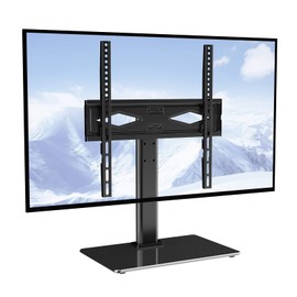 VEVOR Universal TV Mount for 32-55 inch TVs, Height Adjustable Swivel Stand with Tempered Glass Base for Bedroom, Living Room