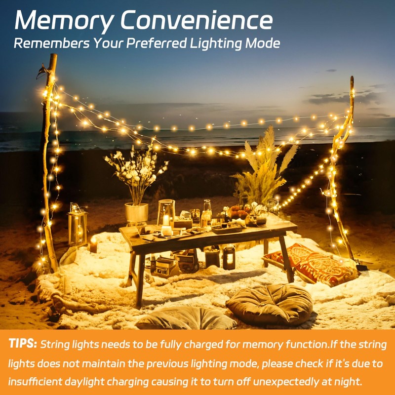 cshare Solar Fairy Lights Outdoor Waterproof,16.4ft 50LED Solar String Lights