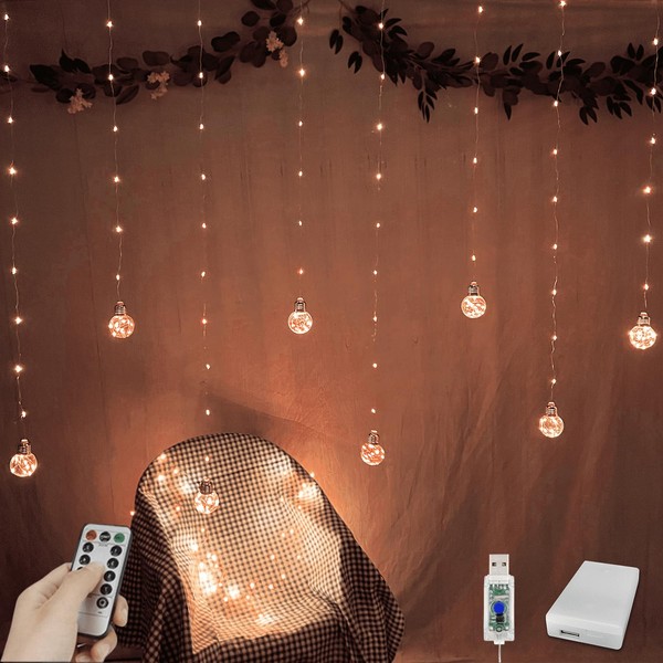 YOLIGHT Wishing Ball Curtain Lights 200 LED Window Curtain String