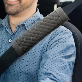 Yumikoo Plush Seat Belt Pads - Set of 2 Cozy & Soft Car Seat Belt Cushions for Comfortable Travel - Perfect for Road Trips and Airplane Rides (Grey)