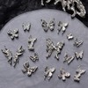AIPULIDUO Butterfly Nail Charms, 60PCS Nail Charms Silver Butterfly Charms