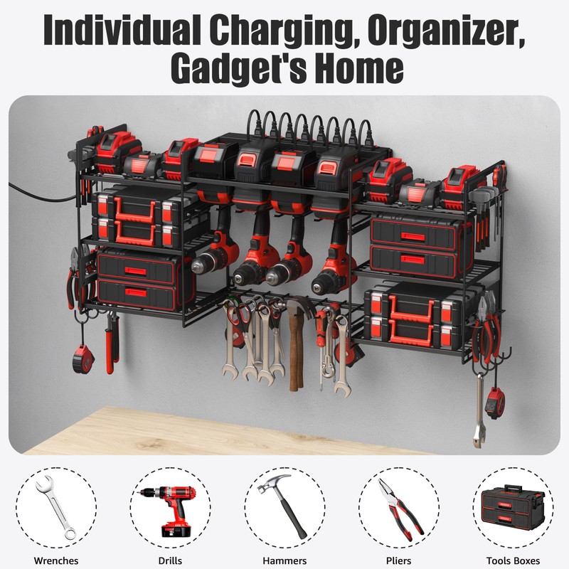 CCCEI Black Power Tool Organizer Wall Mount, Large Tools and