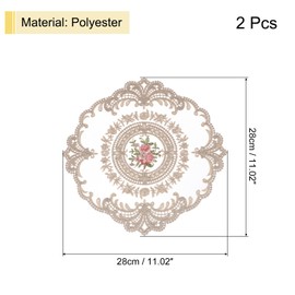 sourcing map 2Pcs Retro Lace Placemats, French Crochet Doilies Round Embroidered Hollow Cup Vase Table Mat for Dining Table Kitchen Party 11.02x11.02inch, Gray Brown