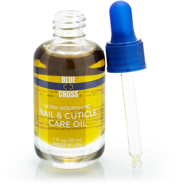 Blue Cross Professional Nail Care, All Natural Mineral Oil Free, Ultra-Nourishing, Hydrating, Moisturizing Nail & Cuticle Oil, Lemongrass + Lavender Scented Essential Oils, Made in USA, 1 fl oz/30mL