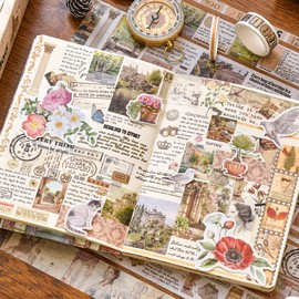 KAVI' S Retro Washi Tape Set, Decorative Antique Noise Gold Masking Tapes, Colourful for Art, DIY Crafts, Diary, Planner, Scrapbook, Packaging (Story Collections)