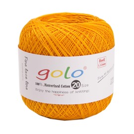 golo Crochet Thread Size 20 for Hand Knitting cotton Crochet yarn for hand knitting(Golden)8-805