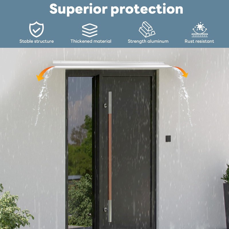 Orechic Heavy-Duty Aluminum Door Rain Drip Guard, 4″ Extra-Wide and