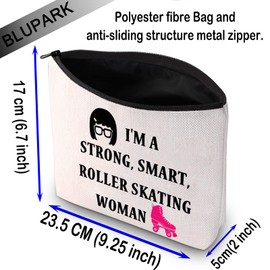 BLUPARK Tina Roller Derby Makeup Bag Funny Tina Gift I'm A Strong Smart Woman Cosmetic Bag Gift for Burgers Fans, Roller Skating