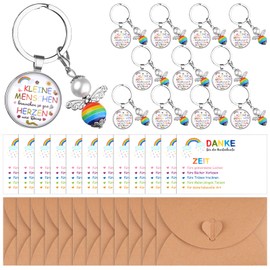 12 Sets of Leaving Gifts Teacher Keyring Thank You Gift for Teachers Teacher Pearl Angel Keyring with Greeting Cards for Childminder Nursery Nursery Farewell Teacher