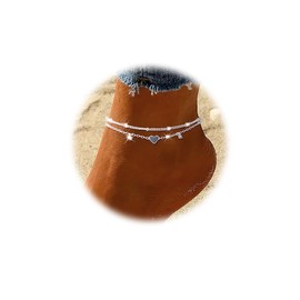 Nayyana Sterling Silver Anklet Bracelets for Women Waterproof 925 Silver Gold Plated CZ & Heart Pendant Dainty Anklets for Women Simple Chain Anklet