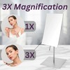 JERDON Rectangular Tabletop Makeup Mirror - 3X Magnification with Nickel