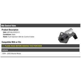 Marketplace Auto Parts Fuel Injection Idle Air Control Valve - Compatible with 1999-2005 Mazda Miata