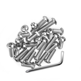 Hex Thread Screw 1/4 Inch,30 PCS M6 Hex Threaded Screws Hex Socket Screw Stainless Steel Head Machine Screws for Machinery Furniture Electronic Repair Fastener with a Small Wrench