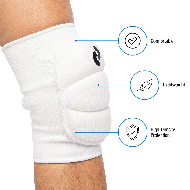 StrictlyStability Rodilleras de voleibol blanco que absorben los golpes, suaves
