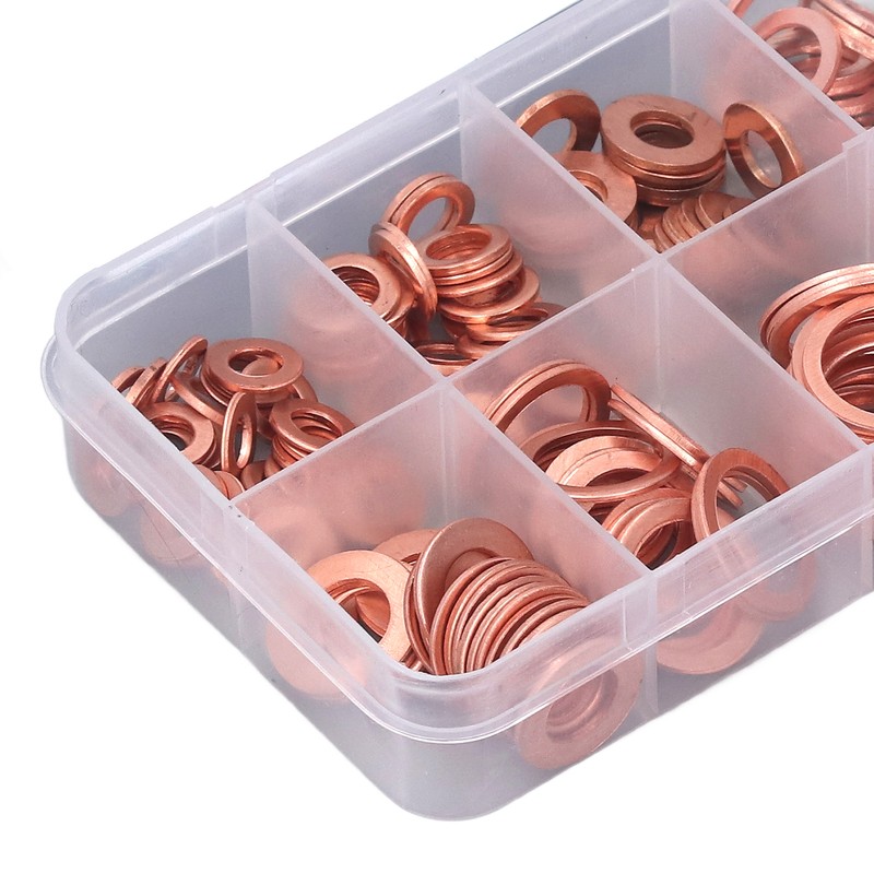 200Pcs Oil Drain Plug Gasket Red Copper Heating Processing 9