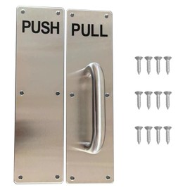Buaak 2 Pcs Door Handle, Pull Push Door Handles, Heavy Duty Stainless Steel Pull Push Door Handles with Screws, 300 x 80mm Silver Door Handles, Commercial Fire Door, Sliding Barn Door Handle