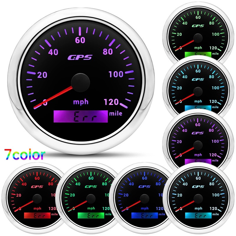 ARTILAURA GPS Speedometer 85mm 3-3/8" 7 Color 120MPH Gauge with