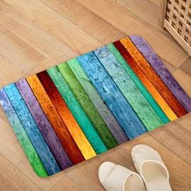 Flannel Mat Non Slip Bright 3D Print for Bedside and Living Room,Clearance MatS Absorbent Moisture Dust Forlaundry Room,Bath Rugs Sponge Foam Soft for Bathroom Colored Old Wooden 35 x 21 inches