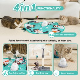 CATISM Cat Toys, Interactive Cat Toys for Indoor Cats, Automatic Cat Toy Rechargeable, 4in1 Hide and Seek Kitten Wand Toy, Cat Toys Self Play, Funny Chase Feather for Indoor Exercise (Model 2)