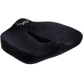 Snugpad Premium Memory Foam Seat Cushion, For Sciatica Tailbone Back P