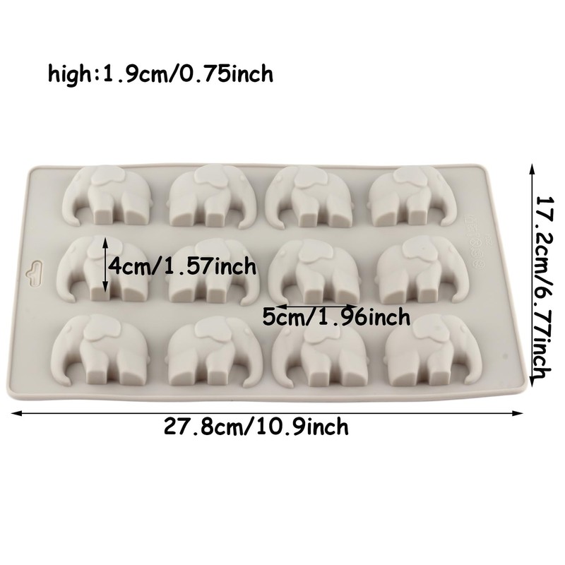 EPYHREHM 12 Cavity Elephant Silicone Chocolate Molds For Chocolate Candy