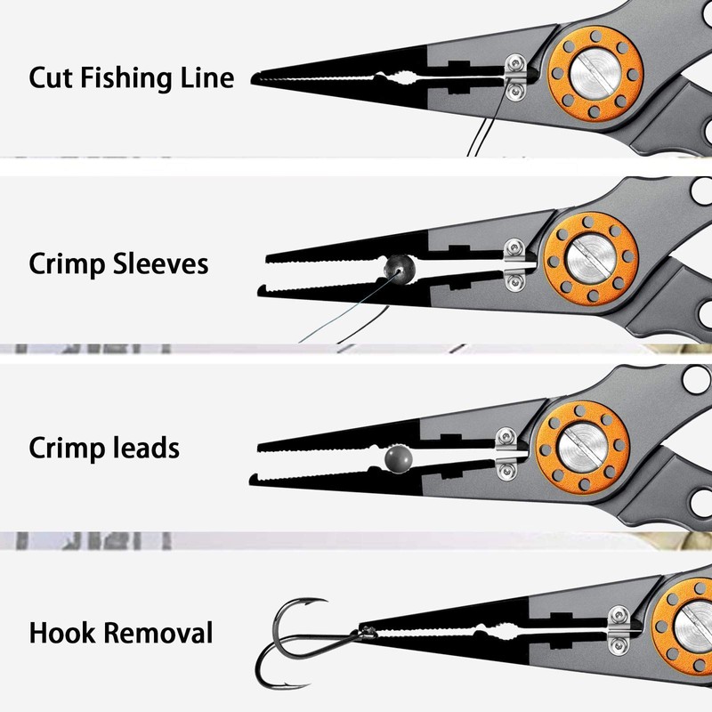 SAN LIKE Alicates de pesca de aluminio para eliminar ganchos,