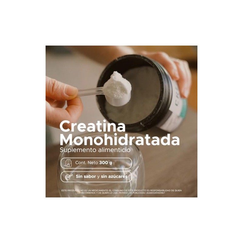 PACALLI Creatina Monohidratada 300g - Sin Sabor - 60 Porciones