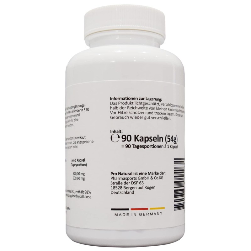 Berberine 520 mg I 90 Capsules High Dose I 100%