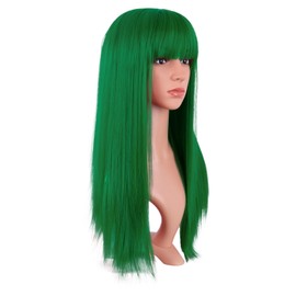 MapofBeauty 24 Inch/60 cm Long Straight Synthetic Hair Heat Resistant Party Cosplay Wig (Grass Green)