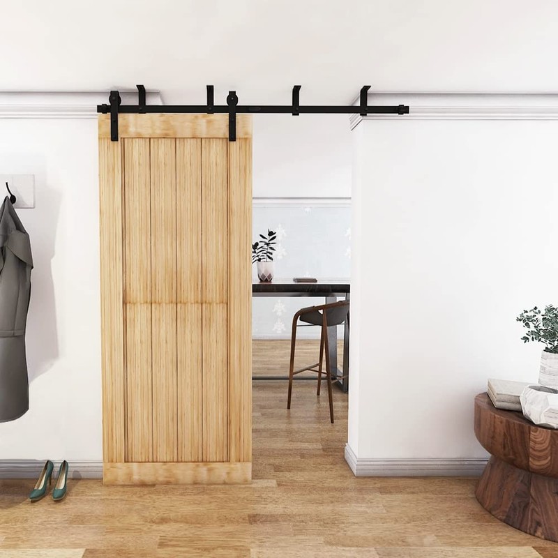 CCJH 6.6FT Ceiling Mount Bracket Sliding Barn Door Hardware Kit