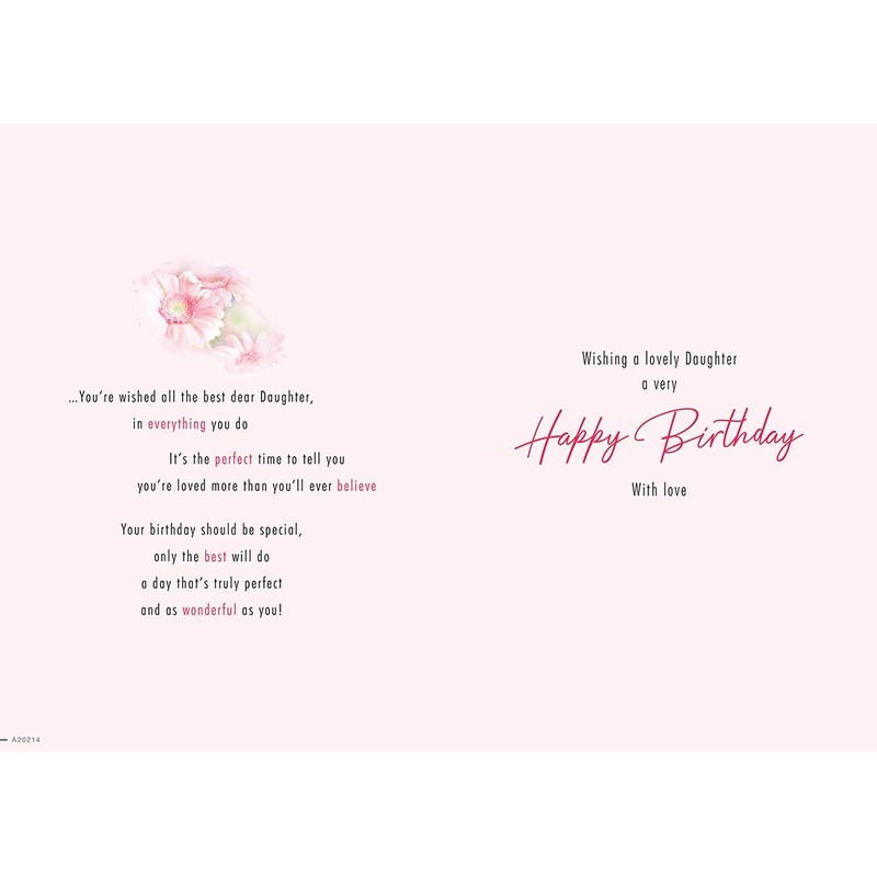 Piccadilly Greetings Traditional Birthday Card Daughter - 9 x 6