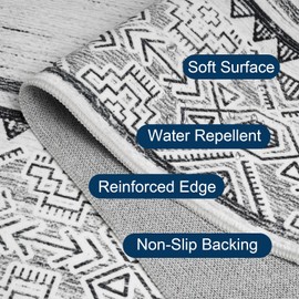 BESTSWEETIE 8x10 Area Rugs for Living Room Washable Moroccan Farmhouse Neutral Geometric Low Pile Non-Slip Soft Print Pattern Rug for Bedroom Kitchen Dining Room Entryway Grey/Black/Navy