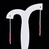 InfinitygemsArt Pink Tourmaline Beaded Gemstone Threader Dainty Earring Pair -