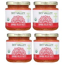Sky Valley Sambal Oelek Paste, 7 Ounce, 4-Pack (USDA Organic, Whole30 Approved, Vegan, Gluten Free)