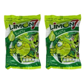 2 - Limon 7 Paleta Lollipop Covered with Lemon & Salt Powder Candy - 30 pcs Each