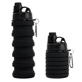 MAKERSLAND Collapsible Water Bottle for Adults, Boys, Students, Kids, Reusable Silicone Foldable Water Bottles for Travel Camping Hiking, Portable Sports Water Bottle, Black