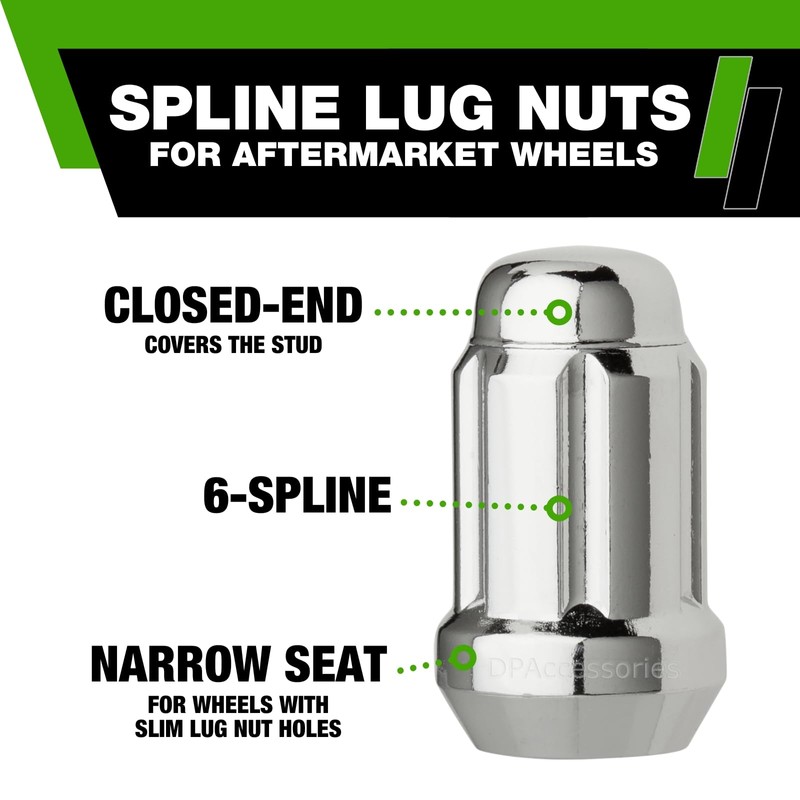 DPAccessories Chrome 7/16-20 Lug Nuts for Aftermarket Wheels - Closed