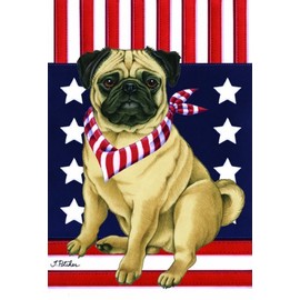 Best of Breed Pug Fawn - Tomoyo Pitcher Patriotic Garden Flag