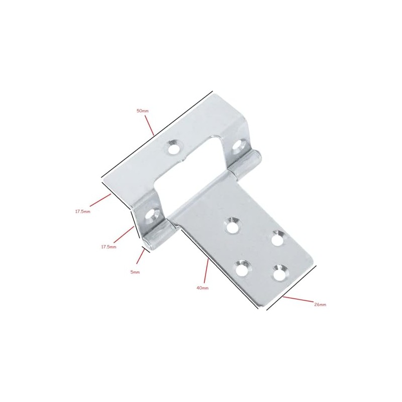 Just Accessories Large 50mm Cranked Flush Hinges - Brass Cabinet/Cupboard/Door