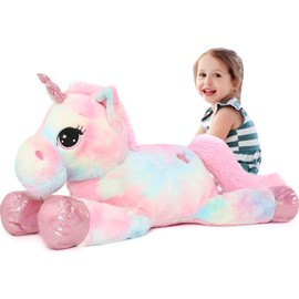 Tezituor 43in Giant Unicorn Stuffed Animal, Rainbow Pink Stuffed Unicorn Toys for Girls and Women, Big Unicorn Plush Gifts for Valentines Day, Christmas, Birthday, Party and Decorations