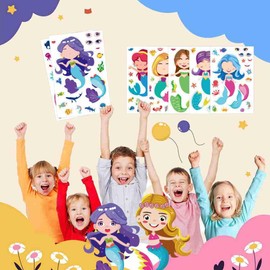 YANGWEN 12 Models/687 Pieces Mermaid Dressing Stickers Make-a-face Sticker DIY Stickers Children DIY Birthday Make Your Own Stickers, Party Favour Stickers for Children