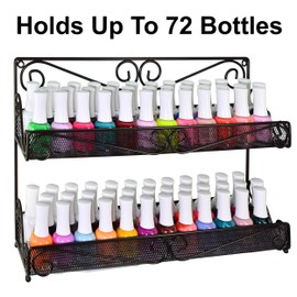 AMT 2 Tier Nail Rack, Pack Metal Wall Mount Organizer, Essential Oils Organizer, Pantry Cabinet Door Shelf Storage.Hanging Display for Spice Jars, Sauces, Herbs, Nail Polish, Cosmetic Beauty Bottles