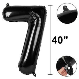 40 Inch Black Number 7 Balloon Jumbo Giant Happy 17th 27th 37th 70th Birthday Party Decorations for Boy or Girl Huge Mylar Anniversary Party Supplies